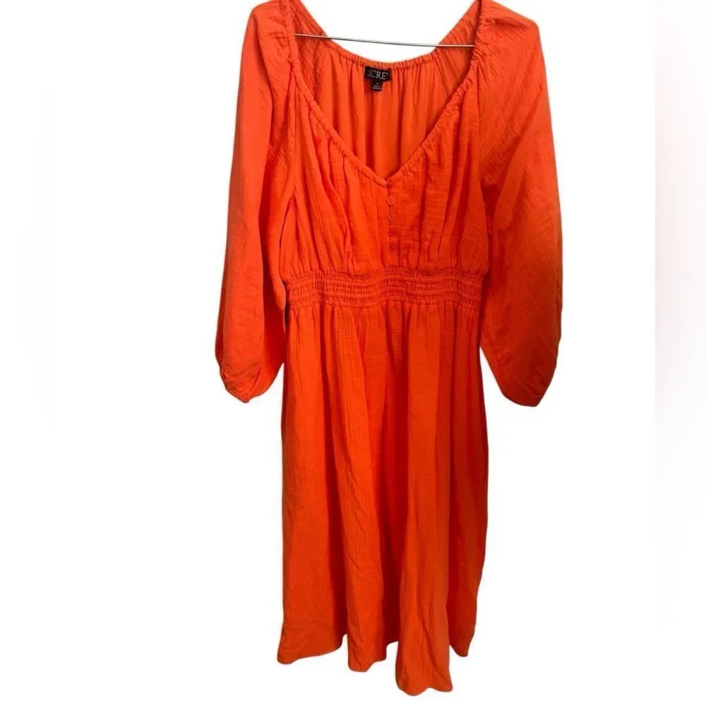 J.Crew Women's V-neck midi dress in soft gauze Fire Lily M